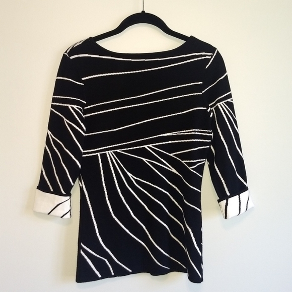 Vintage Y2K Venini Knit Top Abstract Black & White Bodycon - Picture 2 of 3